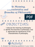 Lesson 1 The Meaning, CHaracterisics and Branches of Philosophy