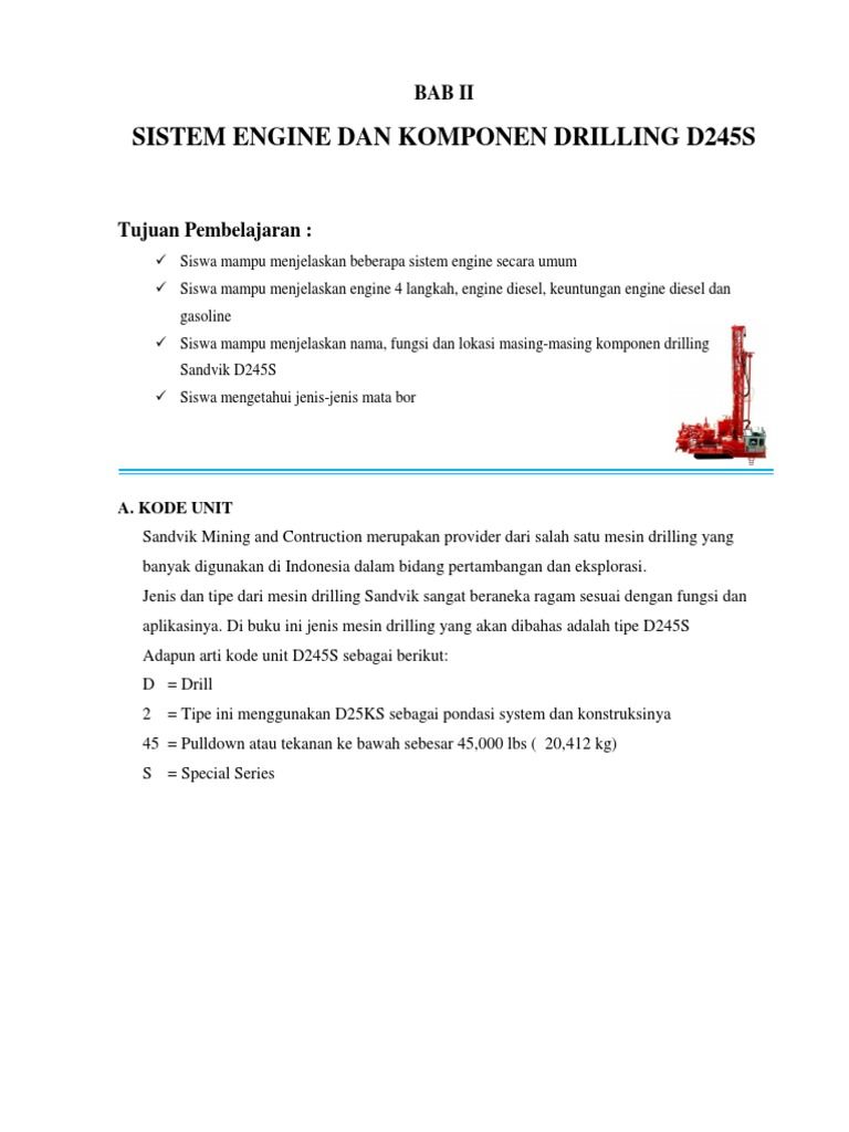 Sistem dan Komponen Drilling D245S | PDF