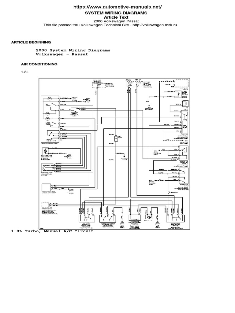 2000 VW Passat Wiring Diagrams PDF Trunk (Car) Volkswagen