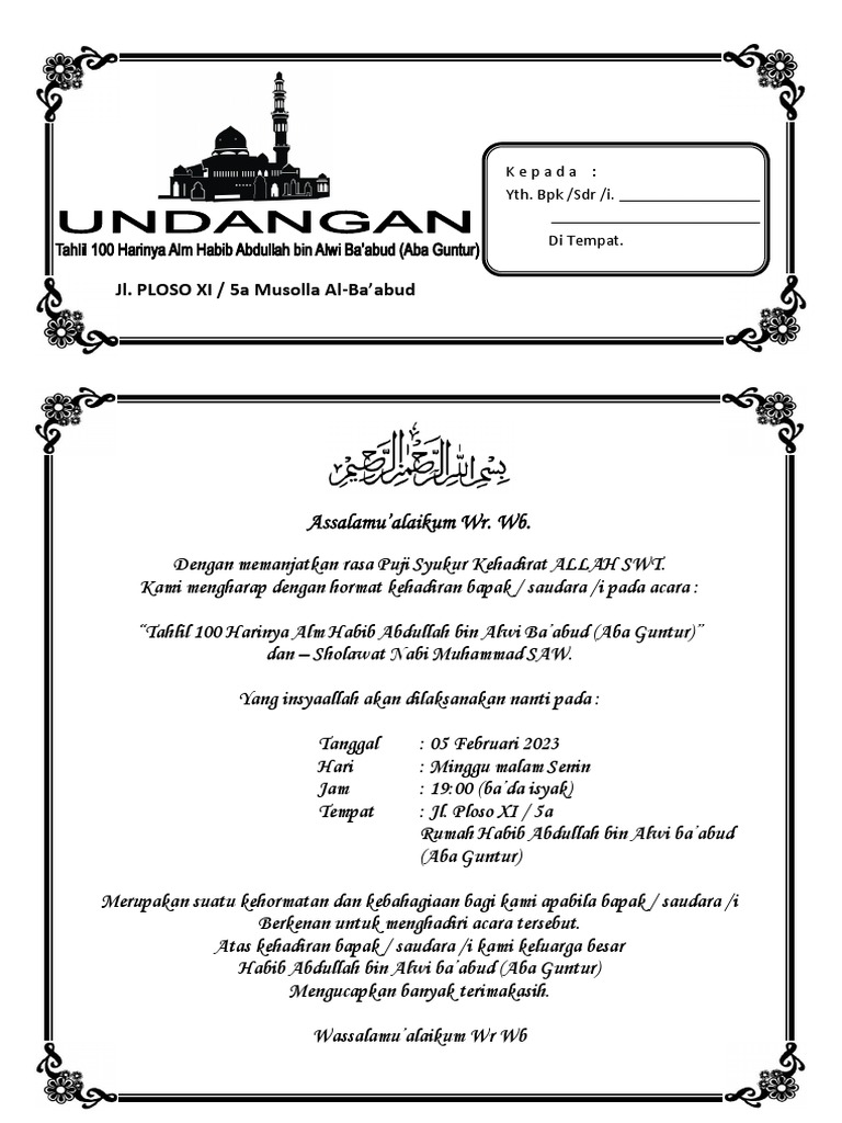 Undangan Tahlil | PDF