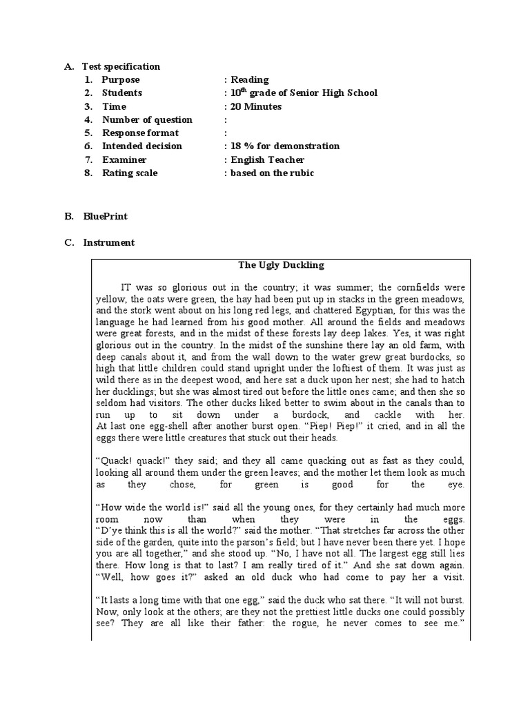 Test Specification Reading PDF