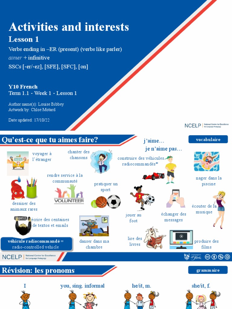 French SOW Y10 T1.1 W1 Full Lesson | PDF | Grammaire | Mécanique du langage