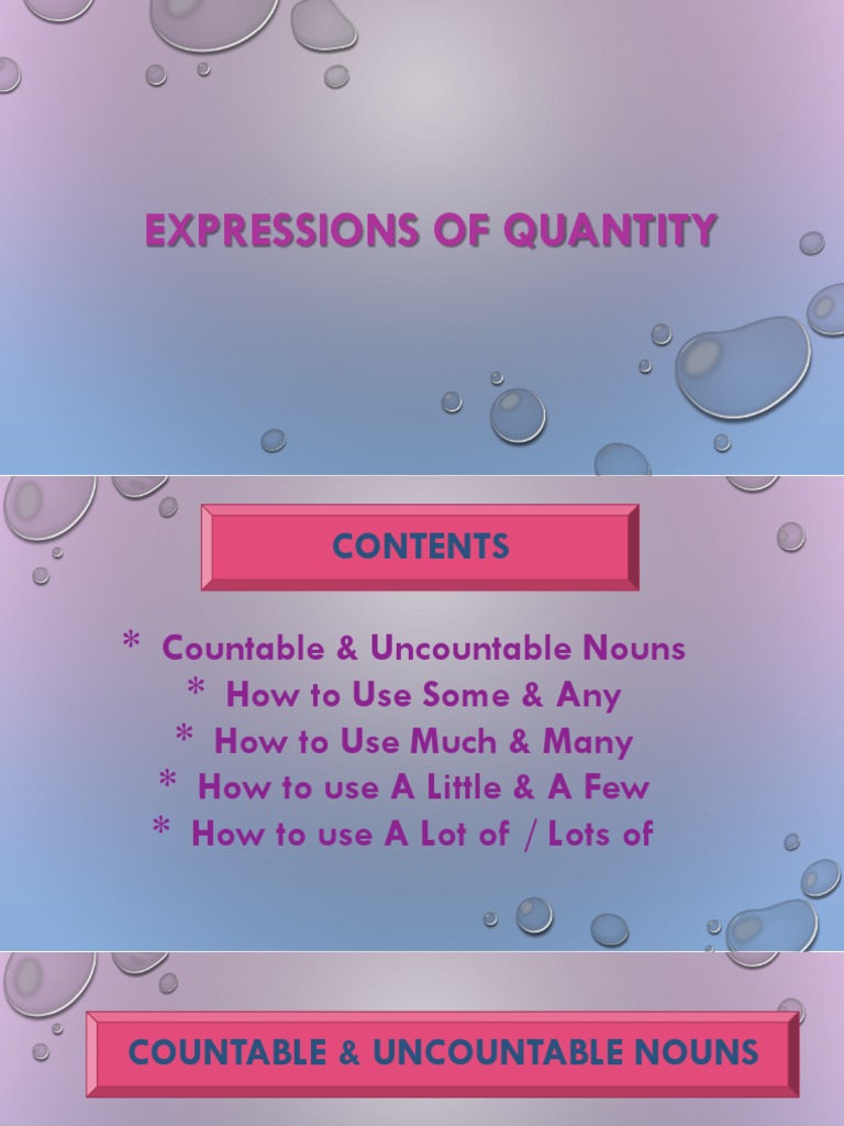 Expressions of Quantity PDF Plural Noun