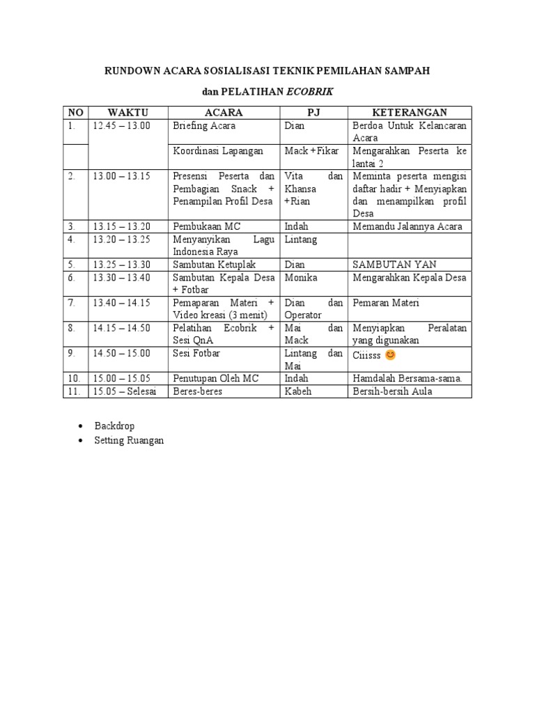 Rundown Acara | PDF