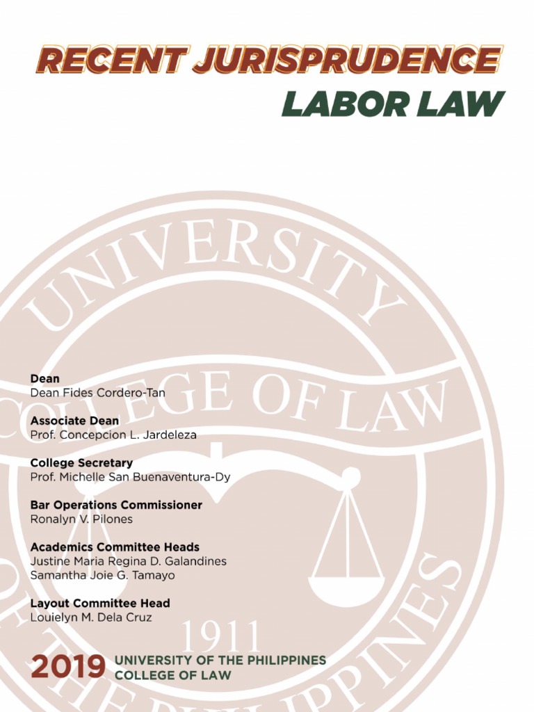 Recent Jurisprudence in Labor Law PDF Employment Complaint