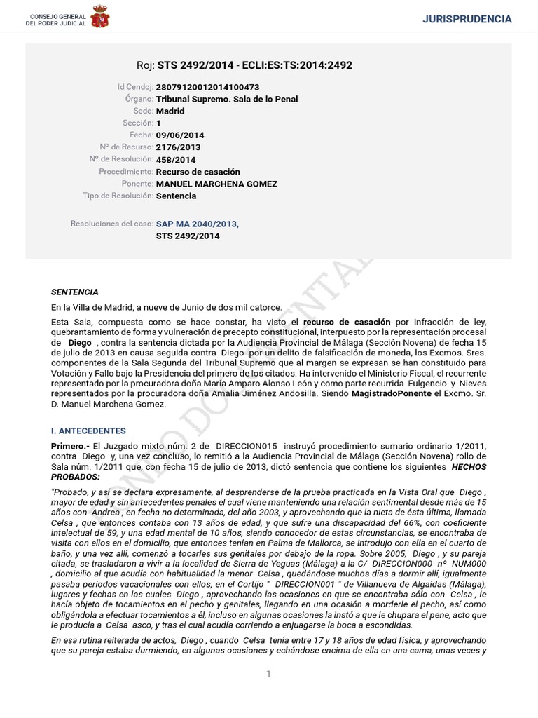 STS 2492 2014 | PDF | Sentencia (ley) | Caso de ley