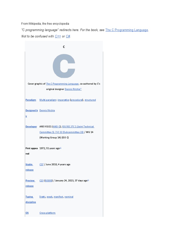 History of c language pdf c programming language pointer