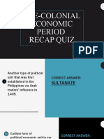 Pre-Colonial Economic Period Quiz