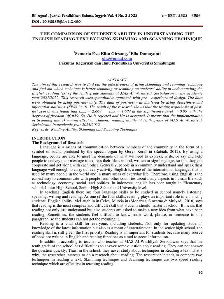 Skimming vs. Scanning in Reading Skills | PDF | Speed Reading ...
