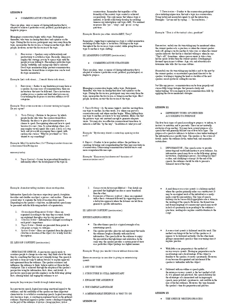 Topic Control Example Communicative Strategy