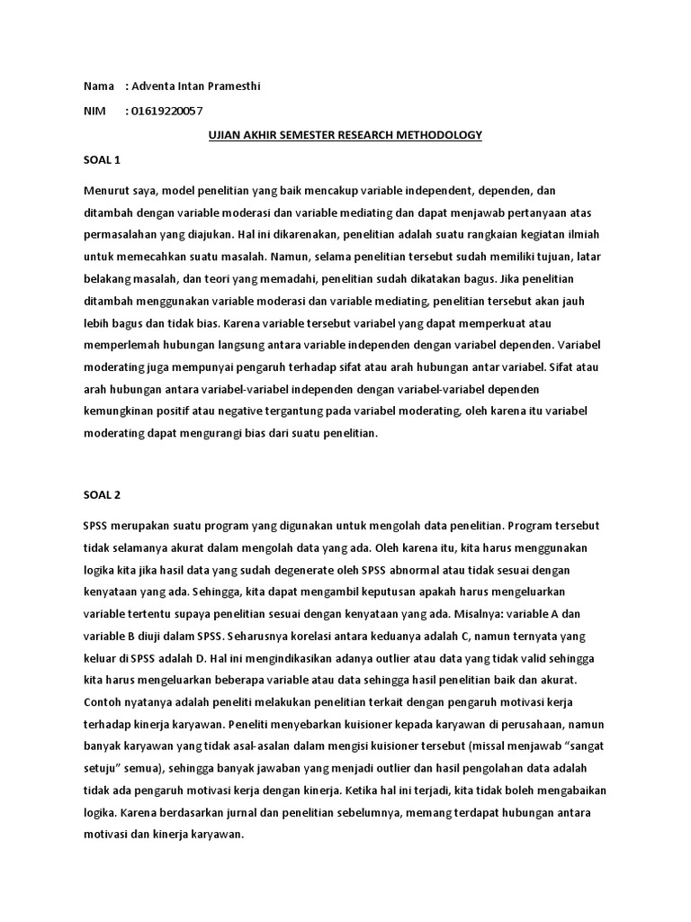 UAS Research Method | PDF | Karier & Perkembangan