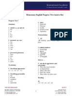 Elementary English Progress Test 7 - Answer Key