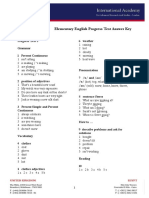 Elementary English Progress Test 8 - Answer Key