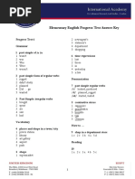 Elementary English Progress Test 6 - Answer Key