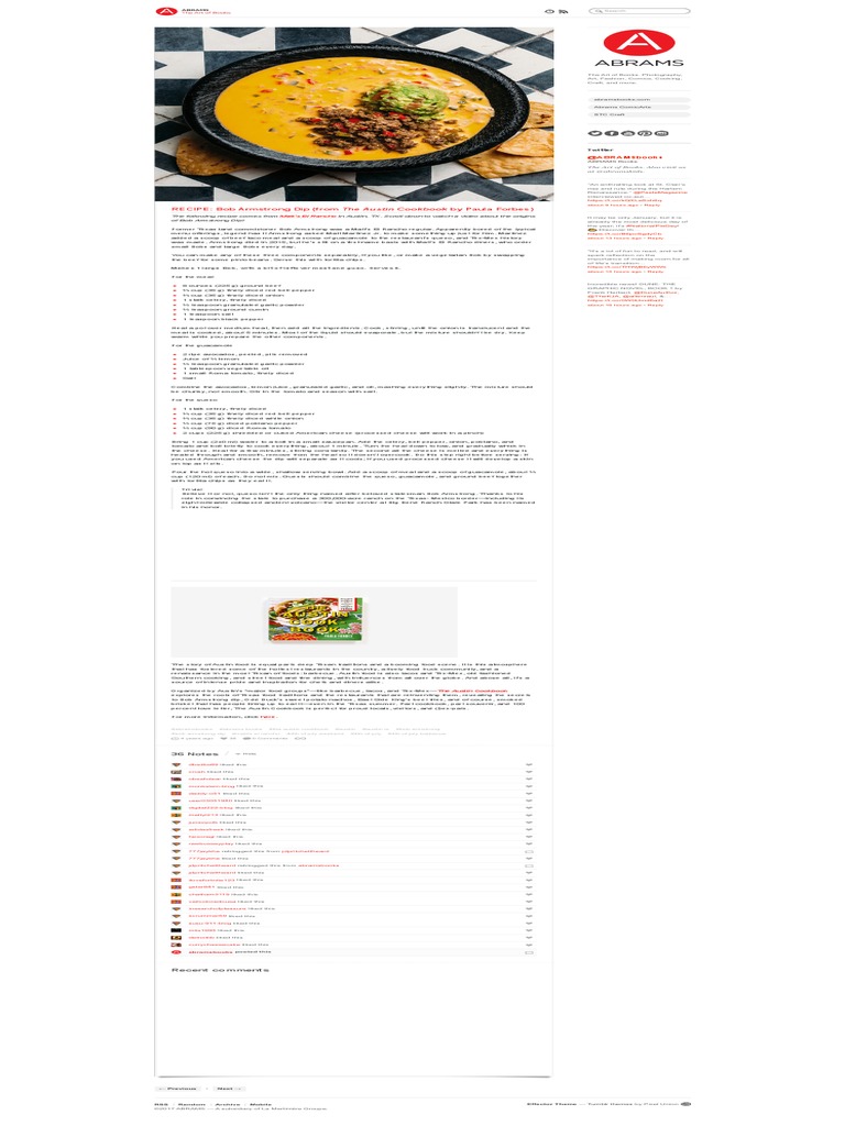 ABRAMS - RECIPE - Bob Armstrong Dip (From The Austin.. | PDF | Tex Mex ...