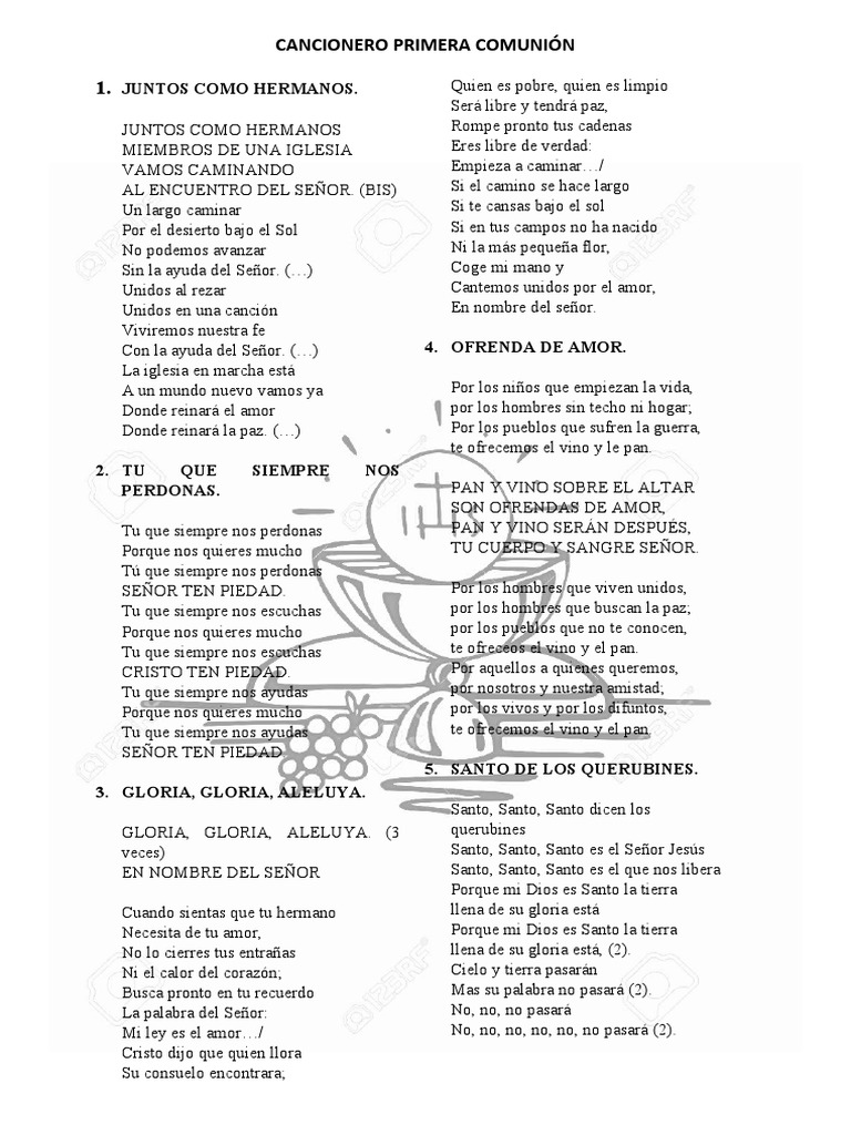 Canciones y Oraciones para Comunión | PDF | eucaristía | Cristo (título)
