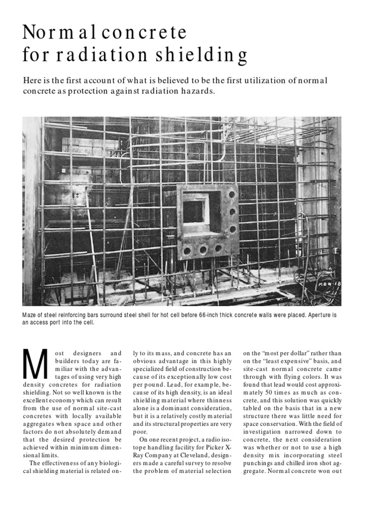 Concrete Construction Article PDF Normal Concrete For Radiation