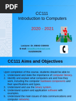 CC111 Introduction To Computers: Lecturer: Dr. EMAD OSMAN E-Mail: 01025830256