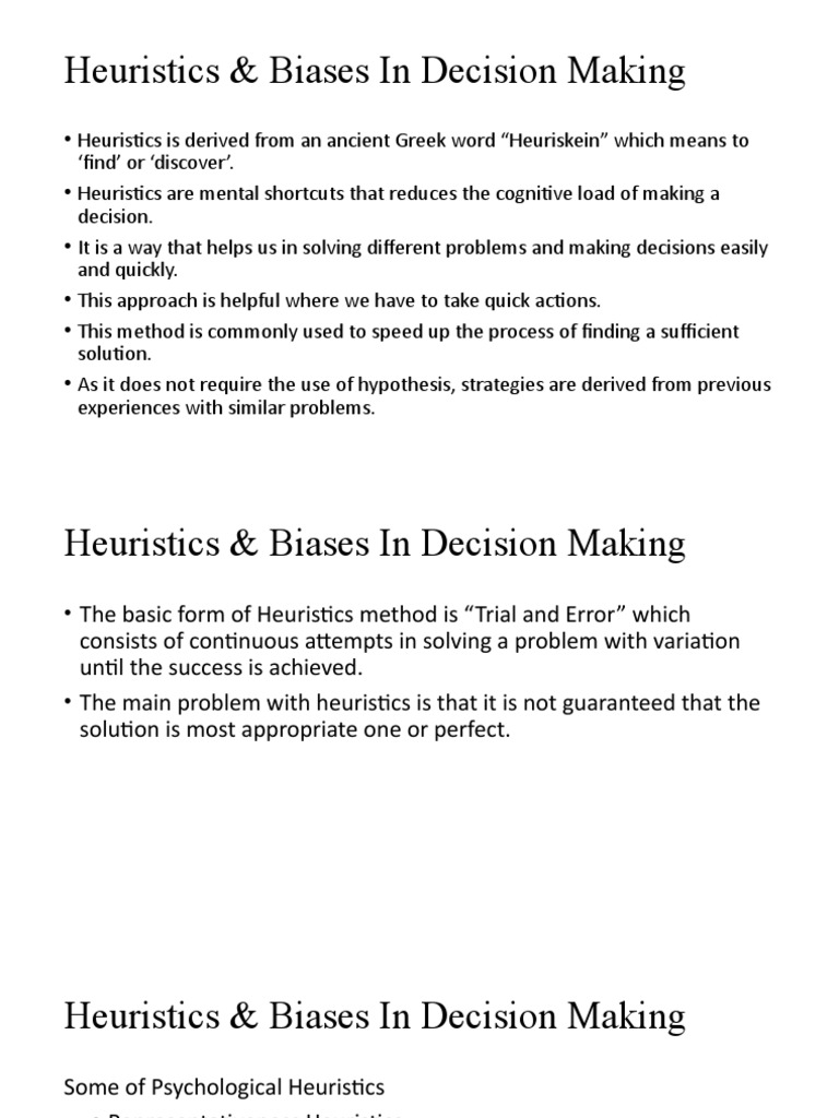 Decision-Making Heuristics & Biases | PDF | Heuristic | Decision