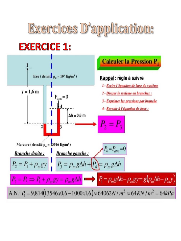 Mécanique de Fluide TD | PDF | Pression | Chimie physique