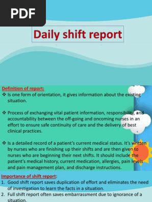 Daily Shift Report