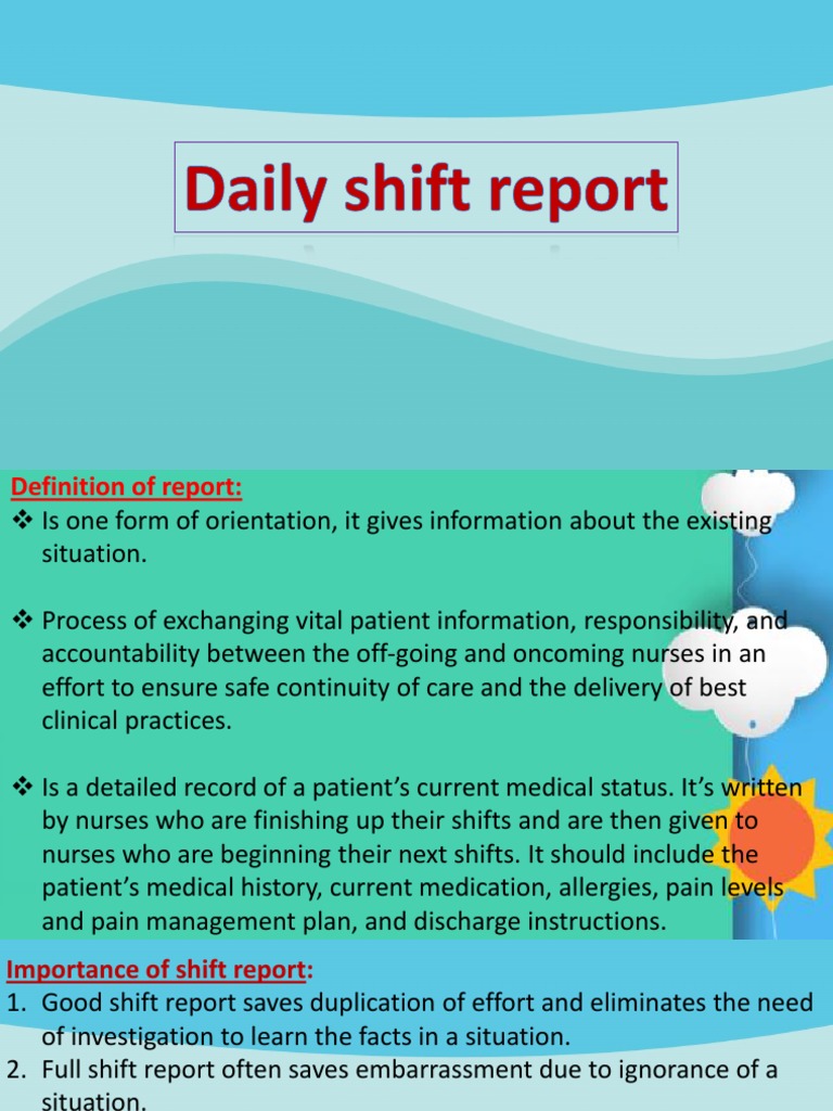Daily Shift Report PDF Nursing Causes Of Death