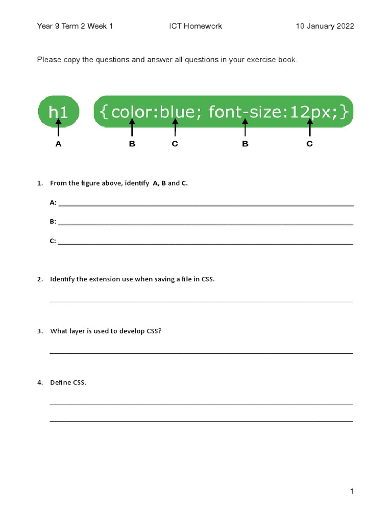 Y9T2W1 ICT Homework | PDF