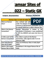 49 Ramsar Sites of India 2022 - STATIC GK