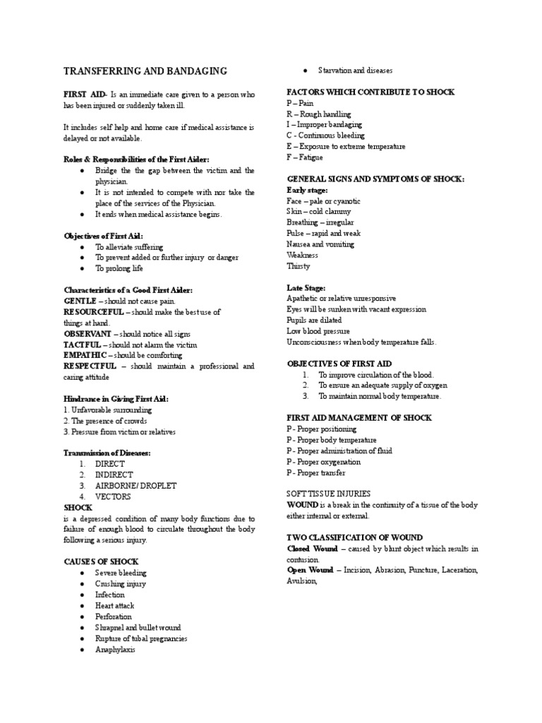 Transferring and Bandaging PDF Injury Wound