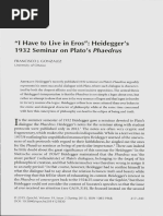 I Have To Live in Eros Heidegger's SEMINAR ON PLATO