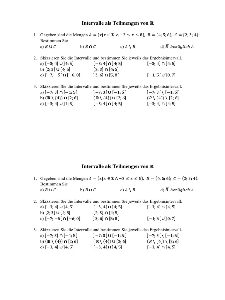 Intervalle Als Teilmengen Von R - ÜA+L | PDF