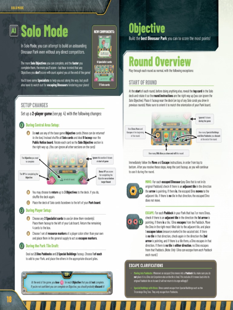 Dino World Solo Rules | PDF