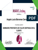 Angela - Barcenas Seminario Propuesta de Valor Centrada en El Cliente Certificado ANEIAP 4 Horas MAVIacademy