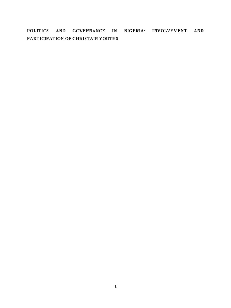 Politics and Governance in Nigeria | PDF | Jacob | Book Of Genesis