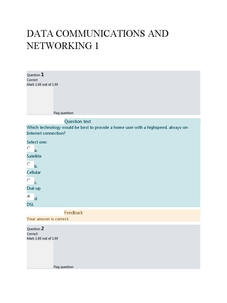 Data Comm and Networking 1 PQ1 Prelim Exam | PDF