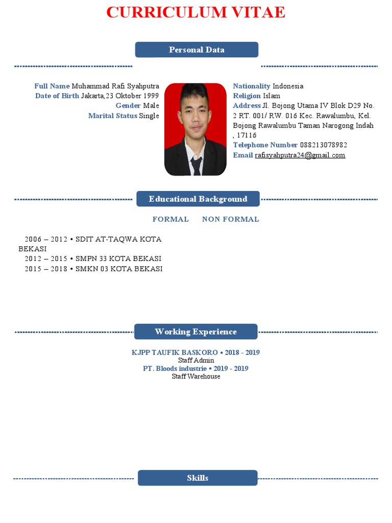 CV of Muhammad Rafi Syahputra | PDF