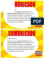 Comunicado Garrafas Térmicas