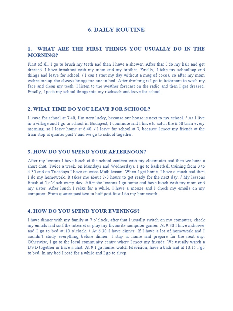 Student Daily Routine Overview | PDF | Wellness | Lifestyle