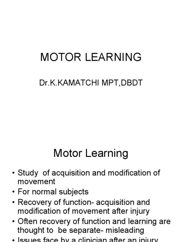 Motor Learning PDF Memory Learning
