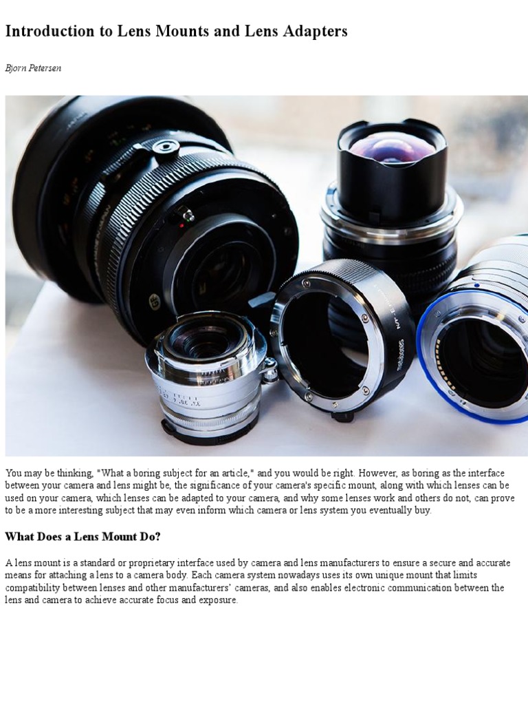 Camera Lens Sizes, Mounts & Adapters PDF Camera Lens Camera