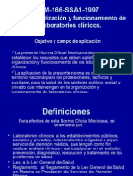 NOM-166-SSA1-1997 Funcionamiento y Organización de Los Laboratorios Clínicos