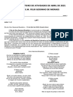 4º Roteiro de Atividades de Abril de 2021 E.M. Felix Godinho de Moraes