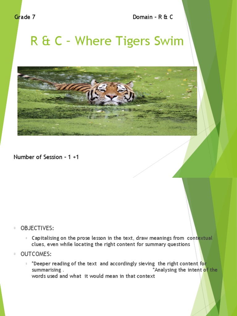 Grade 7 - R & C - Where Tigers Swim - Jan | PDF | Tiger