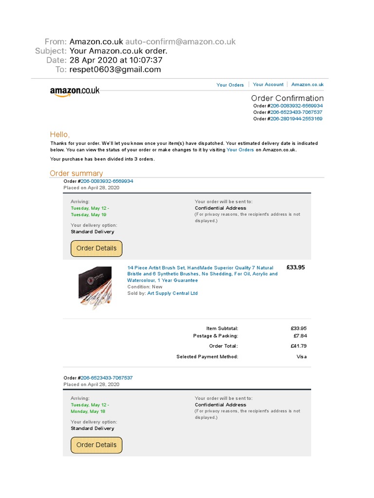 Your Amazon Co.uk Order. PDF Value Added Tax