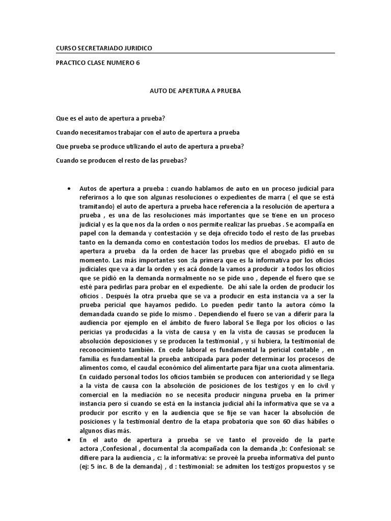 Auto de Apertura a Prueba en Juicios | PDF | Justicia | Crimen y violencia