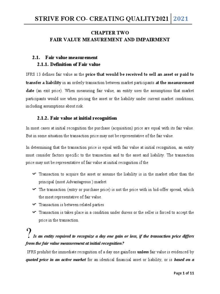 Impairment Loss and Fair Value Measurement | PDF | Law