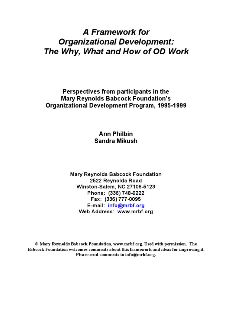 O.D Framework For Organizational Development | PDF | Organization ...