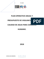 Plan Operativo Vigilancia y Desinfeccion de Lacalidad de Agua 2018