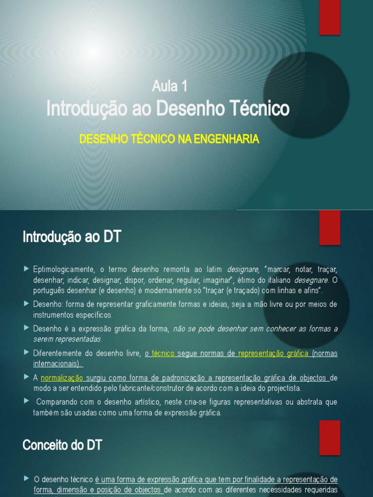 AULA 01 - Introdução Ao Desenho Tecnico 12112021 | PDF | Desenho ...