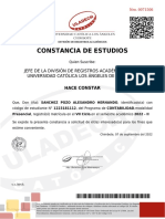 Constancia de Estudios: Jefe de La División de Registros Académicos de La Universidad Católica Los Ángeles de Chimbote